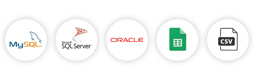 SyncManager가 지원하는 DB - MySQL, Microsoft SQL Server, Oracle, Google Sheet, CSV