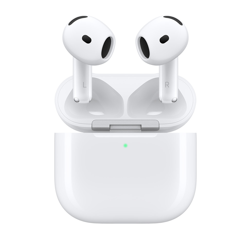 AirPods 5와 열린 충전 케이스 정면